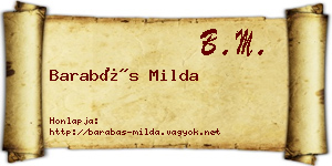 Barabás Milda névjegykártya